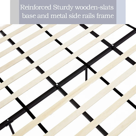 California King Contemporary Fabric Metal Upholstered Bed Frame - Omega Lifestyles