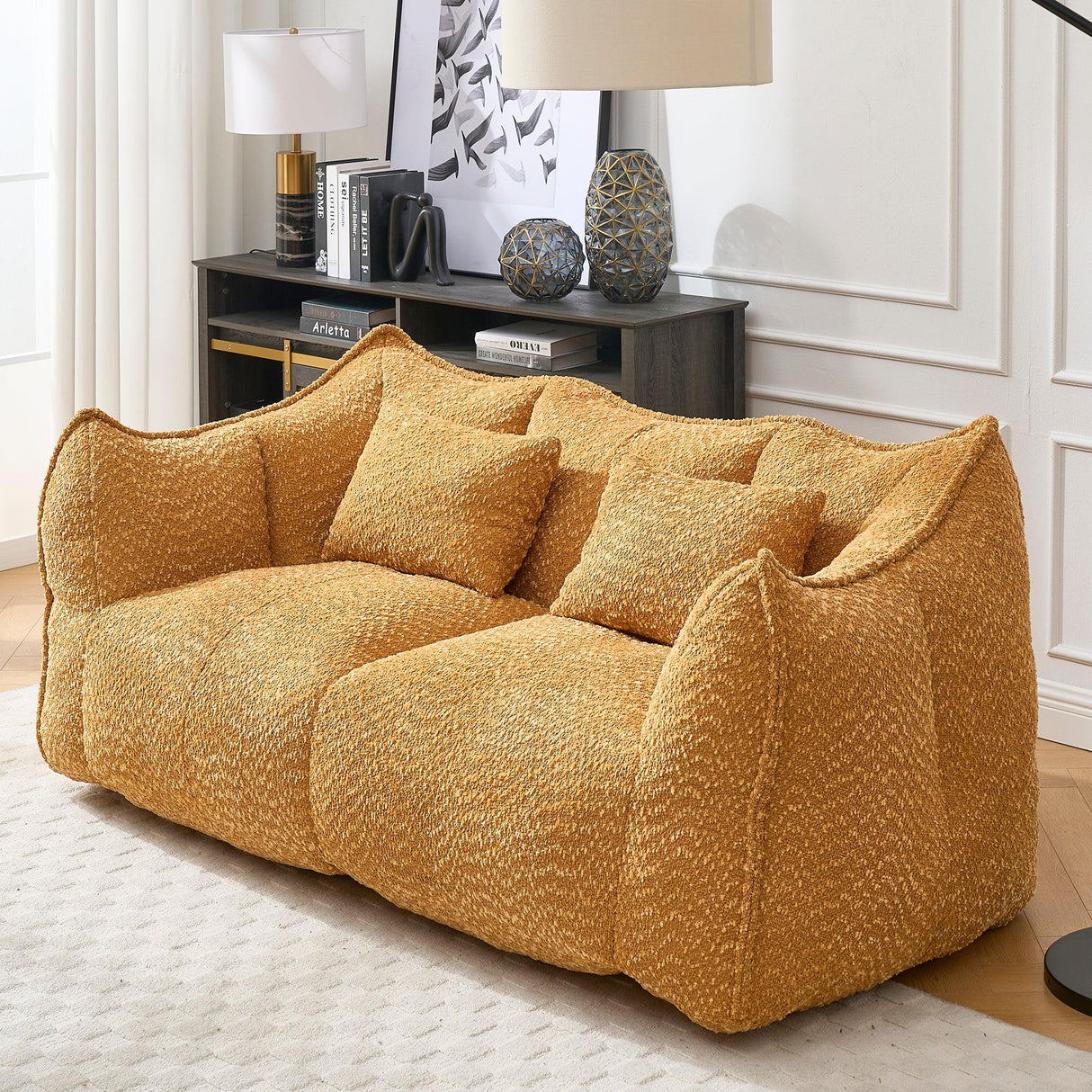 Chenille Dual Bean Bag Chair With Foam Core - Omega Lifestyles