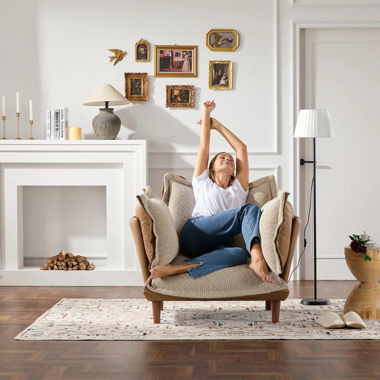 Modern Oversized Chenille Fabric Armchair Lounge Chair - Omega Lifestyles