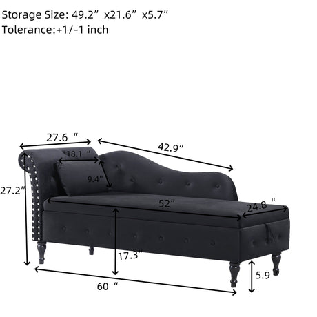 Velvet Upholstered Multifunctional Storage Chaise Lounge - Omega Lifestyles