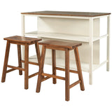 Rustic Solid Wood Kitchen Island Set With Seating - Omega Lifestyles