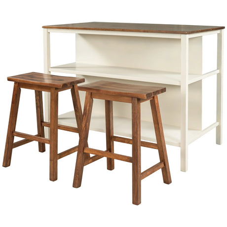 Rustic Solid Wood Kitchen Island Set With Seating - Omega Lifestyles