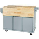 Kitchen Cart With Rubber Wood Drop-Leaf Countertop Storage Island - Omega Lifestyles