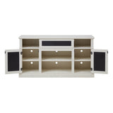 Embossed White MDF TV Stand With Storage and Cord Management - Sleep Galleria
