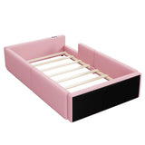 Twin Pink Upholstered Platform Bed With Guardrail Charging Station - Omega Lifestyles
