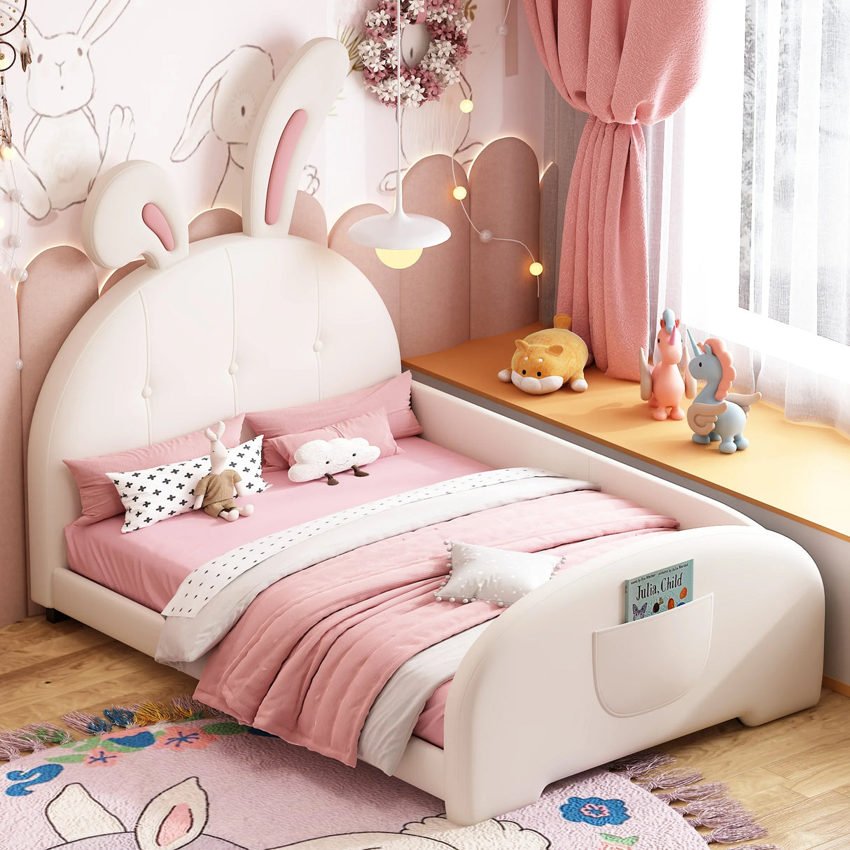 Twin Upholstered Rabbit-Shape Princess Platform Bed - Omega Lifestyles
