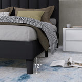 Full Size Upholstered Velvet Platform Bed Frame With Adjustable Headboard - Omega Lifestyles