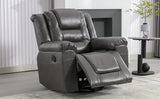 Grey PU Manual Reclining Rocking Swivel Recliner Chair - Omega Lifestyles