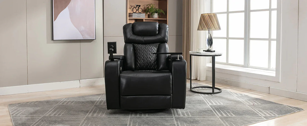 Power Reclining PU Leather Home Theater Recliner Chair - Omega Lifestyles