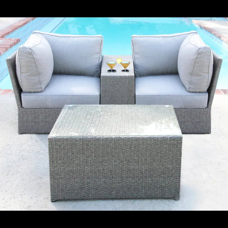 All-Weather Wicker 2-Person Outdoor Sectional Seating Group - Omega Lifestyles