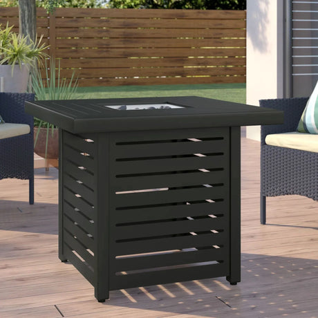 Steel Propane Adjustable Flame Stainless Steel Fire Pit Table - Omega Lifestyles