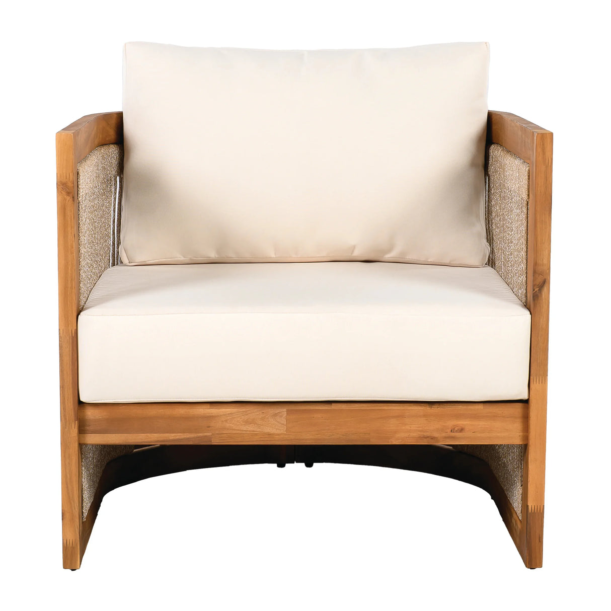 Premium Acacia Wood Outdoor Tub Club Chair With Cushions - Omega Lifestyles