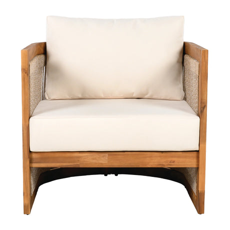 Premium Acacia Wood Outdoor Tub Club Chair With Cushions - Omega Lifestyles