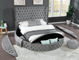 Modern Gray Velvet Upholstered King Storage Bed Frame - Omega Lifestyles