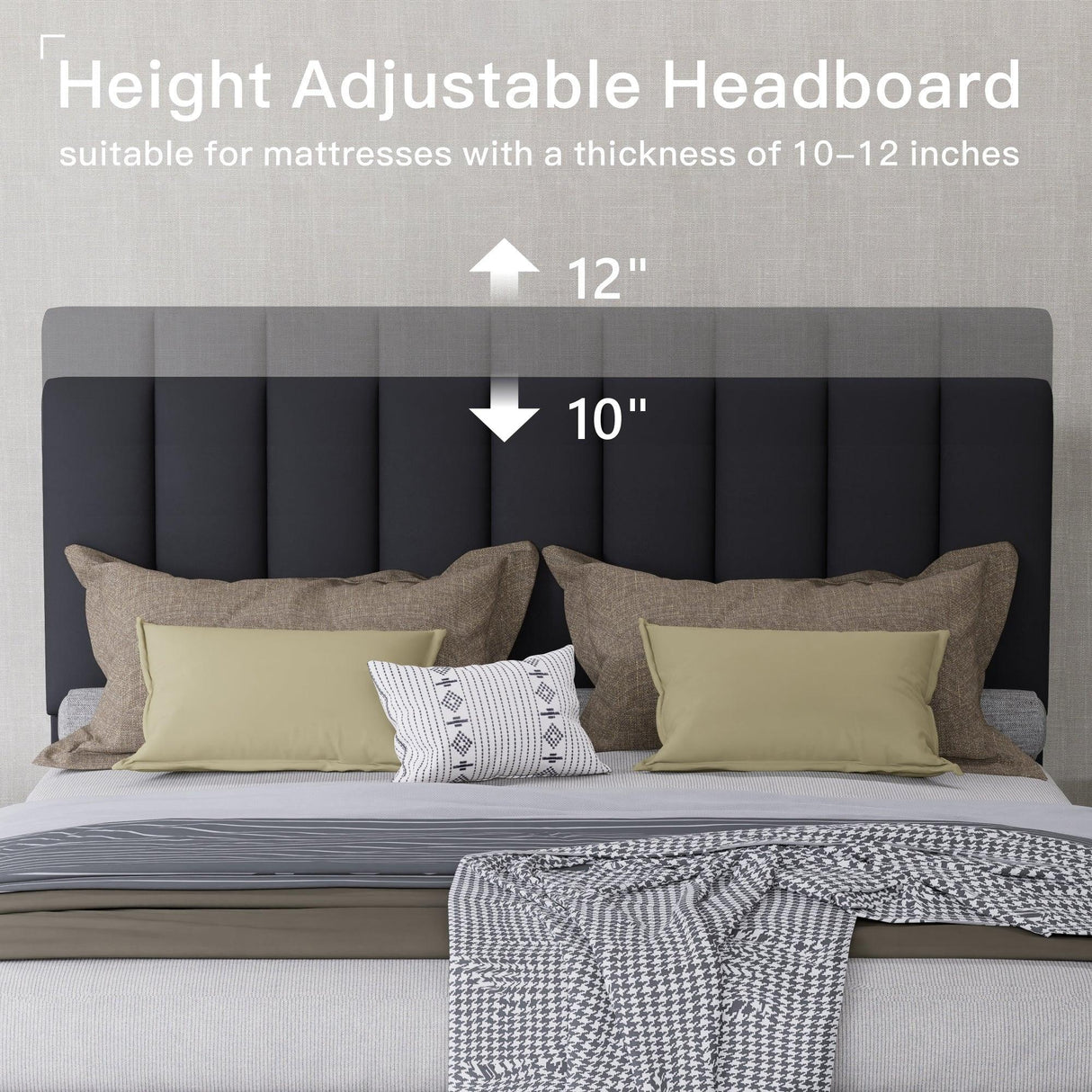 Full Size Upholstered Velvet Platform Bed Frame With Adjustable Headboard - Omega Lifestyles