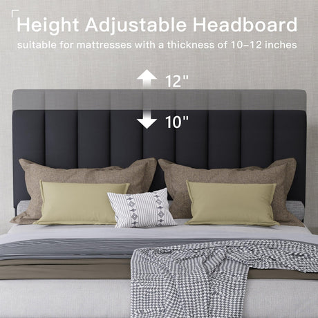 Full Size Upholstered Velvet Platform Bed Frame With Adjustable Headboard - Omega Lifestyles