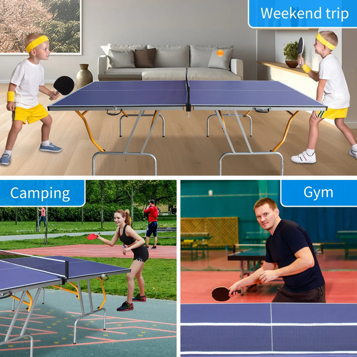 Mid-Size Foldable Table Tennis Table Set With Net & Paddles - Omega Lifestyles