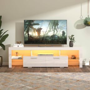 White Particle Board TV Stand With LED Lighting - Omega Lifestyles