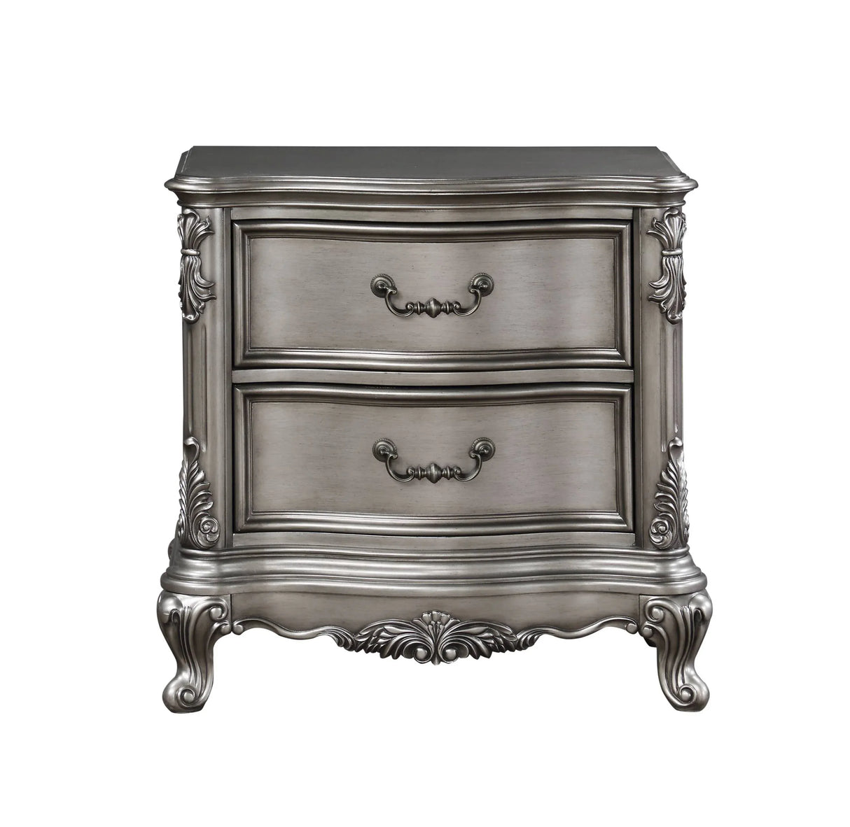 Antique Silver Synthetic Wood Nightstand - Omega Lifestyles