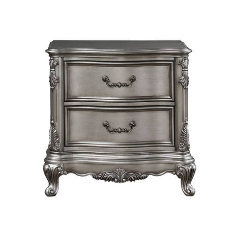 Antique Silver Synthetic Wood Nightstand - Omega Lifestyles
