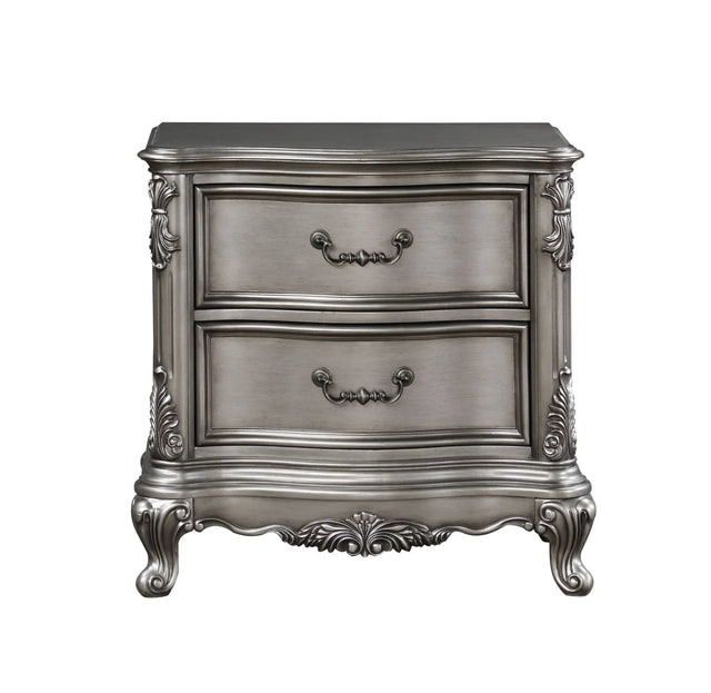 Antique Silver Synthetic Wood Nightstand - Omega Lifestyles