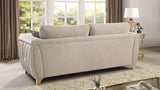 Contemporary Velvet Upholstered Solid Wood Sofa With Gold Accents - Omega Lifestyles