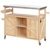 Farmhouse Solid Fir Wood Outdoor Kitchen Island Cart - Omega Lifestyles