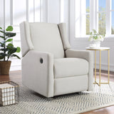 Power Recliner Beige Polyester Contemporary Wingback Chair - Omega Lifestyles