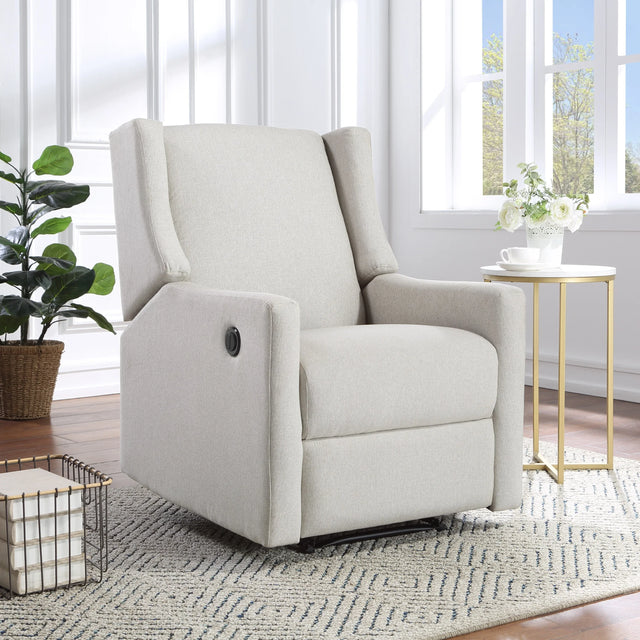 Power Recliner Beige Polyester Contemporary Wingback Chair - Omega Lifestyles