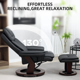 PU Leather Reclining Swivel Chair With Ottoman Footrest - Omega Lifestyles