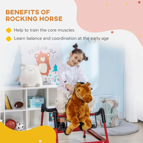Kids Plush Spring Rocking Horse With Sound Effects - Omega Lifestyles