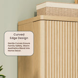 Modern Fluted Walnut Pantry Cabinet With Shelves - Omega Lifestyles