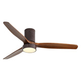 52-Inch Modern Flush Mount Wooden Ceiling Fan With Light