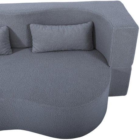 Full Size Convertible Teddy Fabric Sofa Bed With Pillows - Omega Lifestyles