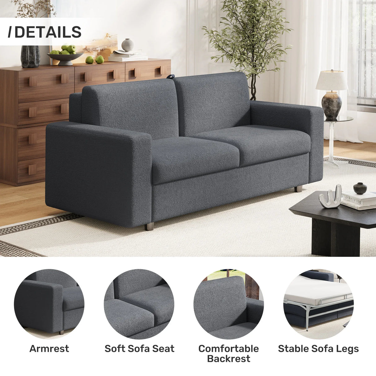 Full-Size Sleeper Sofa With Memory Foam Mattress - Omega Lifestyles