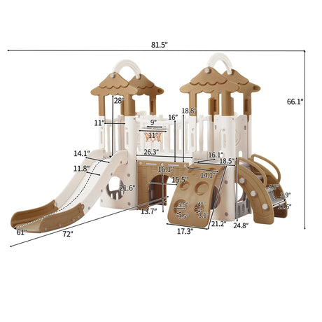 8-in-1 Toddler Freestanding Slide Climber Playset Brown - Omega Lifestyles