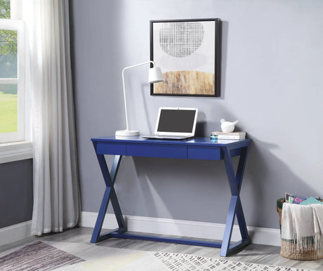 Twilight Blue Synthetic Wood Writing Desk With Drawer - Omega Lifestyles
