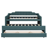 Twin Linen-Blend Upholstered Daybed With Trundle And Drawers - Omega Lifestyles