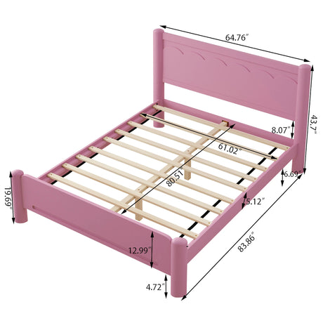 Queen Pink Solid Wood Platform Bed Frame - Omega Lifestyles