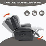 Heat Massage Faux Leather Swivel Rocking Recliner Chair - Omega Lifestyles