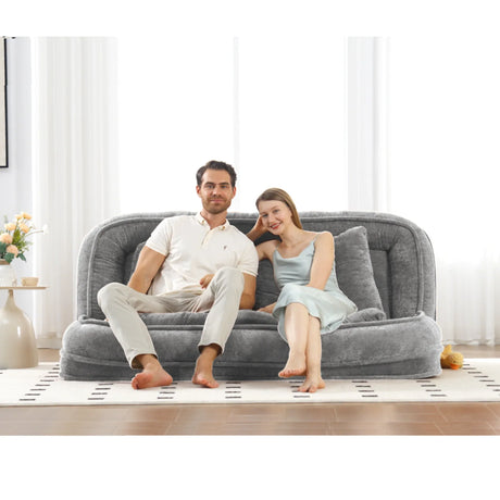 Medium-Soft Adjustable Loveseat Lazy Sofa With Chenille Upholstery - Omega Lifestyles