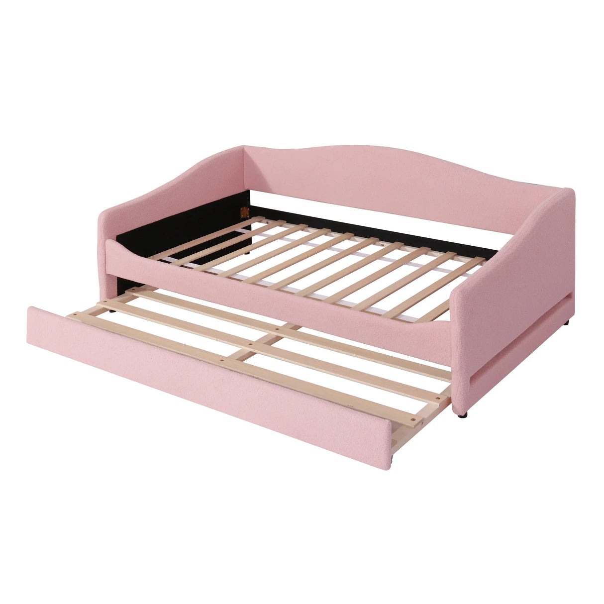 Twin Upholstered Teddy Fleece Daybed With LED Trundle - Omega Lifestyles