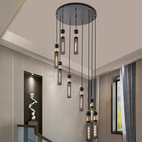 Modern Industrial 9-Light Adjustable Iron Pendant Chandelier - Omega Lifestyles