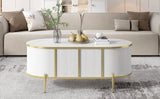 Modern Fluted MDF Coffee Table With Storage Cabinets - Omega Lifestyles