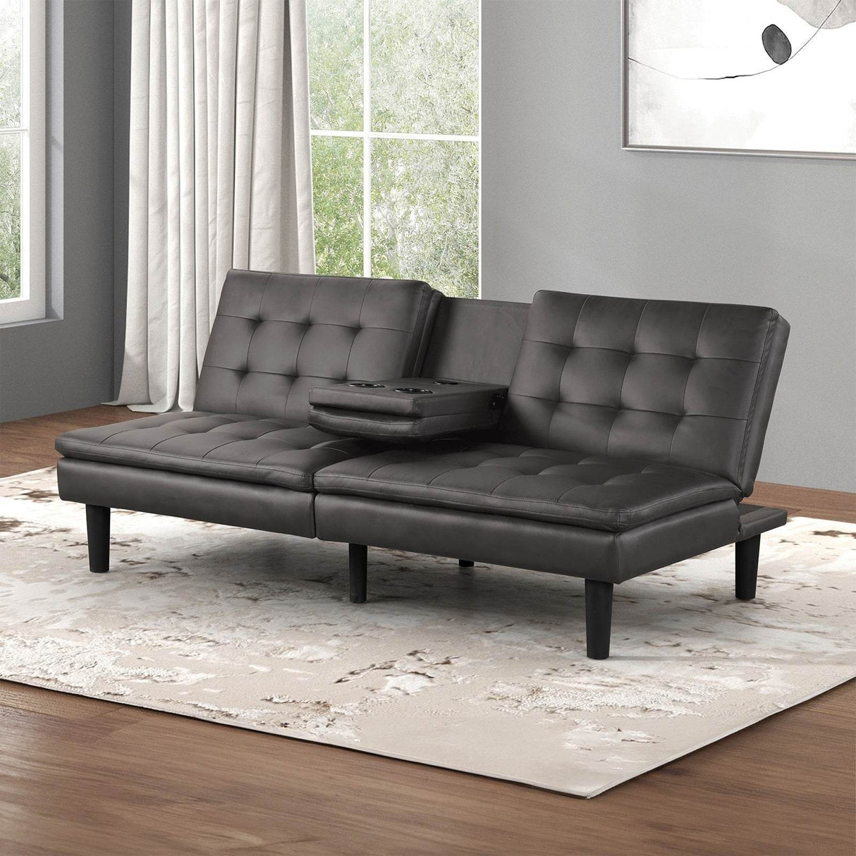 Contemporary Convertible Futon Sofa Bed With USB Chargers - Omega Lifestyles