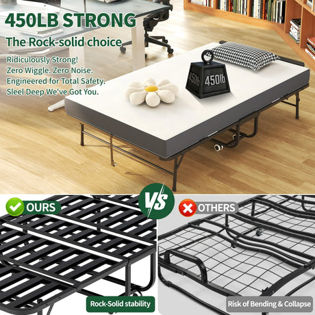 Twin Medium 5-Inch Memory Foam Folding Bed Frame - Omega Lifestyles