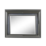 LED Gray Framed Wall Mirror With Beveled Edge Lighting - Omega Lifestyles