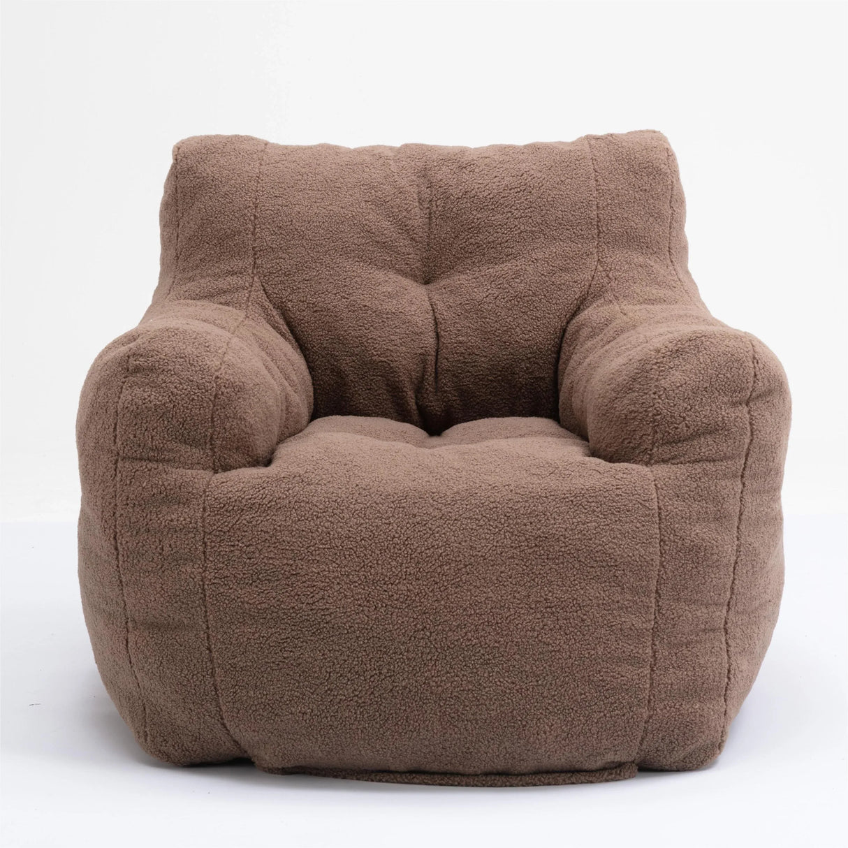 Soft Teddy Fabric Tufted Foam Bean Bag Chair Coffee - Omega Lifestyles