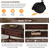 Retro Farmhouse Coffee Table With Drawer And Wheels - Sleep Galleria