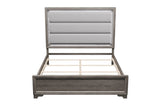 Queen Modern Light Brown Burlap Bed Frame With LED Lights - Omega Lifestyles